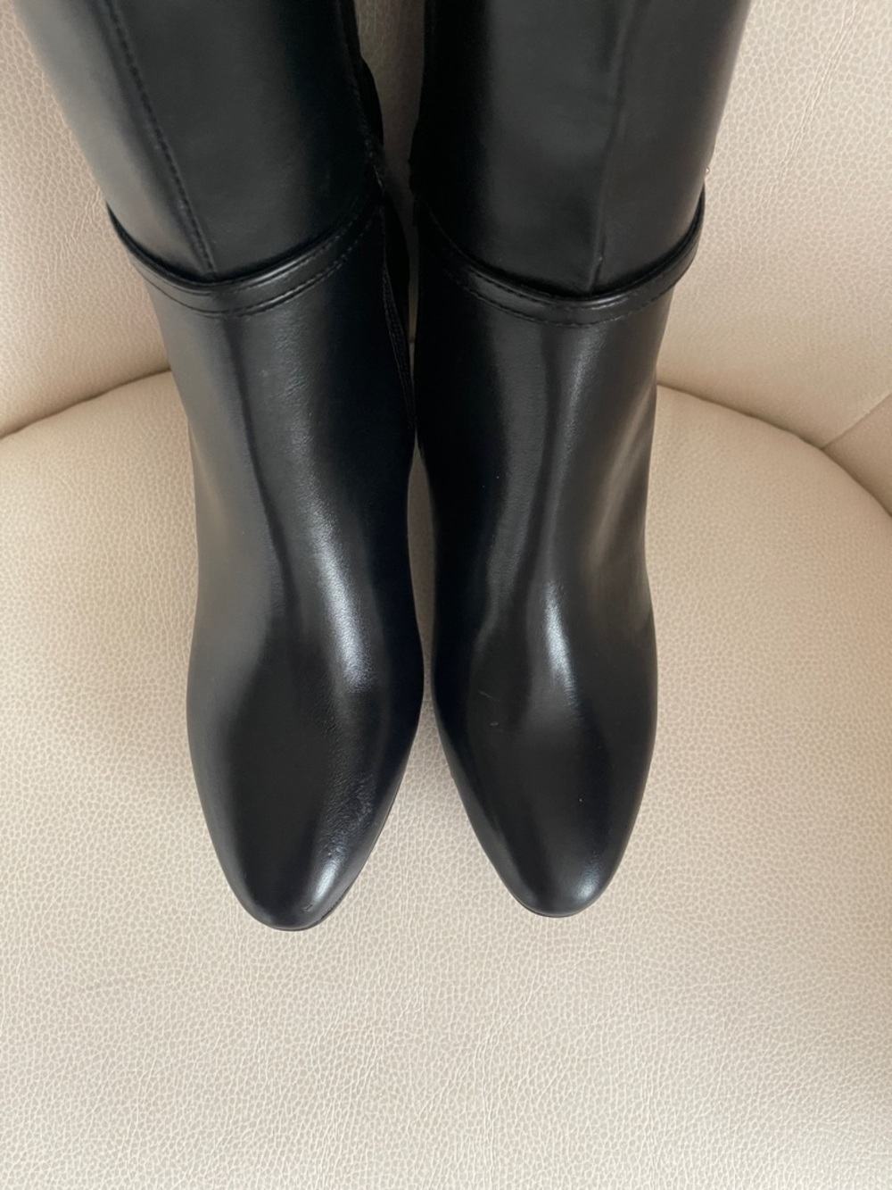 Anne Klein Black Mid-Calf Block Heel Boots with Ankle Strap - Picture 4 of 15